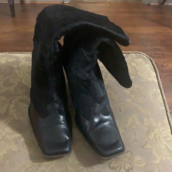 Women Black mid calf cowhide boots - Picture 3 of 3